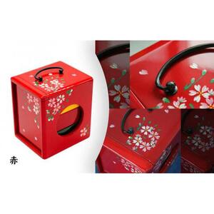 お弁当箱「遊山箱」（桜柄）【赤】3段重ねの木製 | 徳島県徳島市