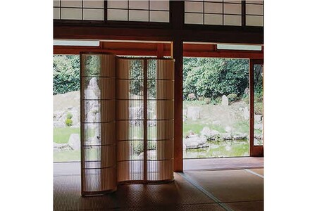 組子細工 衝立「波」 3連（国産ヒノキ）組子細工 組子 パーティション