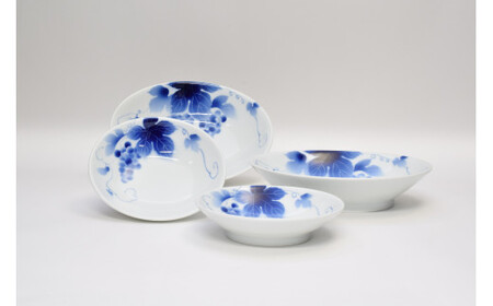 深川製磁 【有田焼】ブルーワイナリー ペア盛鉢・取皿セット A60-35