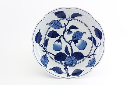 源右衛門窯 源右衛門窯 染付茄子絵 皿 器 食器 盛皿 飾り皿 茄子絵 染