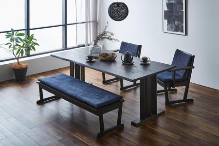 浮造り＋波型加工の 高級 ダイニングテーブル 単品 無垢材 （アネーロ