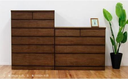 チェスト 桐 タンス 幅102 6段 奥行45 ウォールナット色 桐詞 (きり