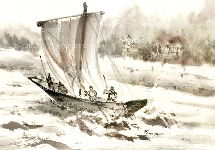 船 水墨画: 墨絵 イラスト ライブペイント ロックなマンガブログCHONTO