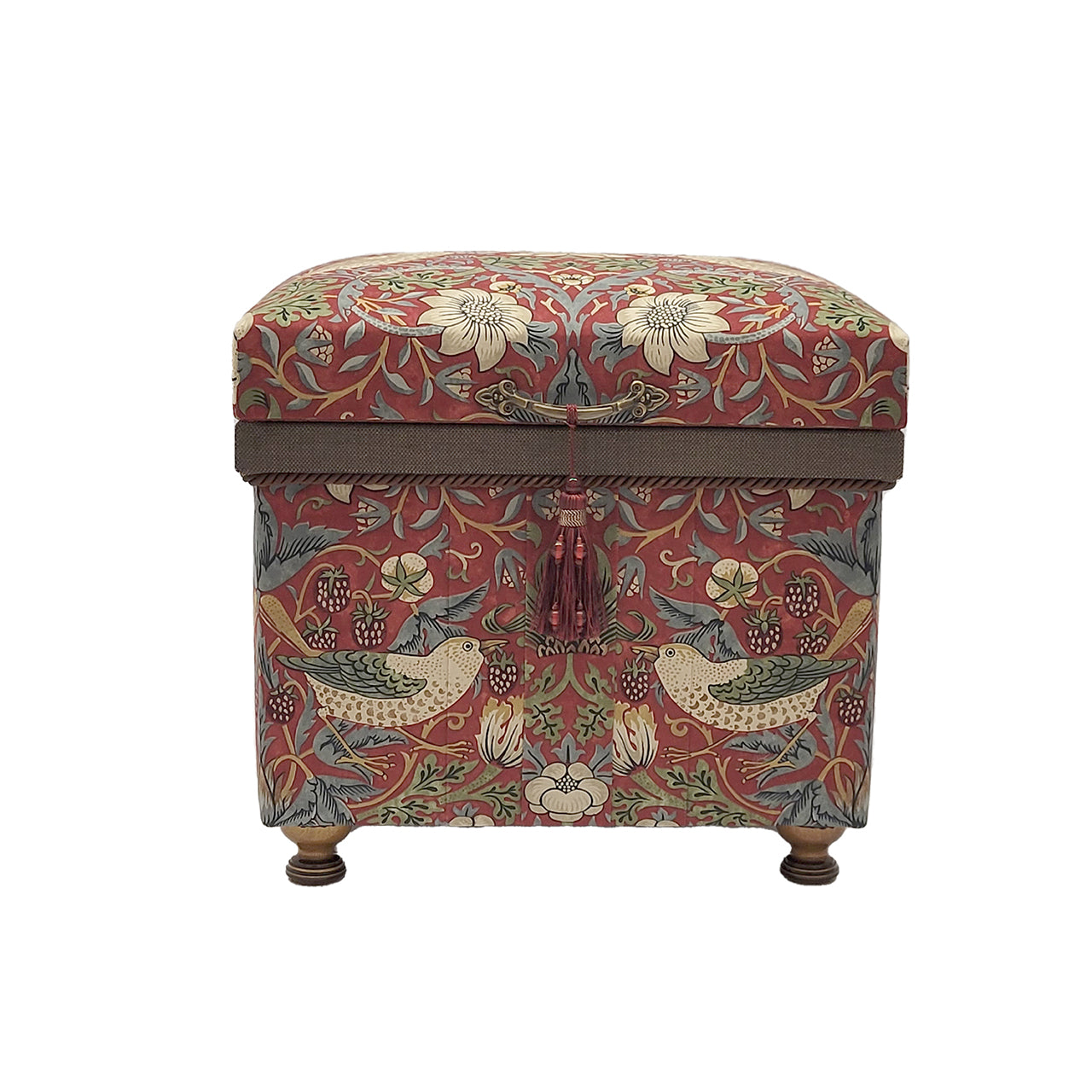 インテリア茶箱10K William Morris 「Strawberry Thief」Red