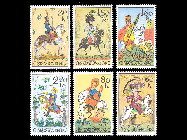 18-19世紀の騎手と馬（チェコスロバキア 1972年）の外国切手6種（未使用）