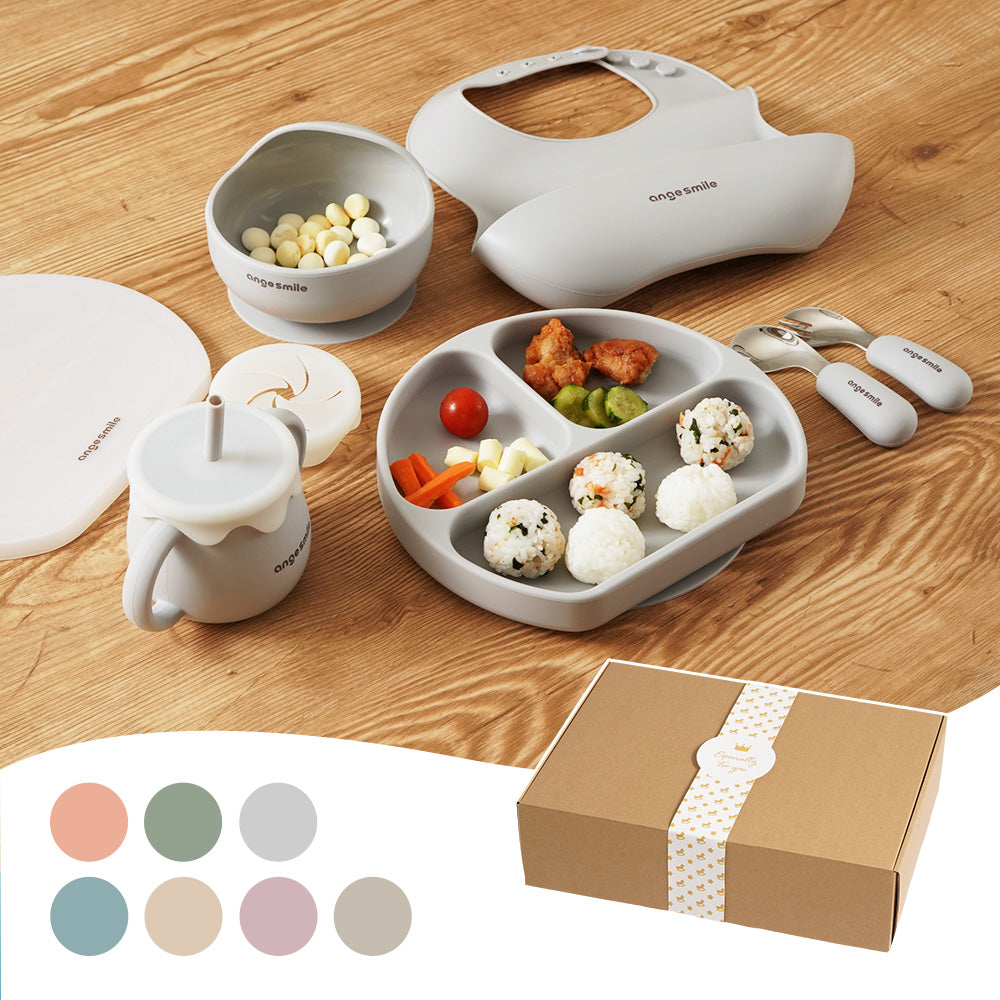 ベビー キッズ シリコン 食器7点セット ギフトBOX ひっくり返り防止 蓋