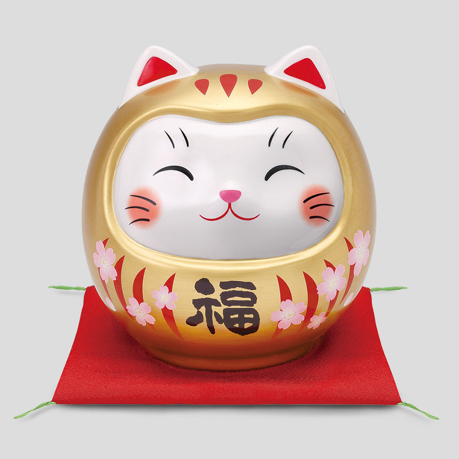 彩絵開運猫だるま(桜金福・大・貯金箱) – 中外陶園オンラインストア