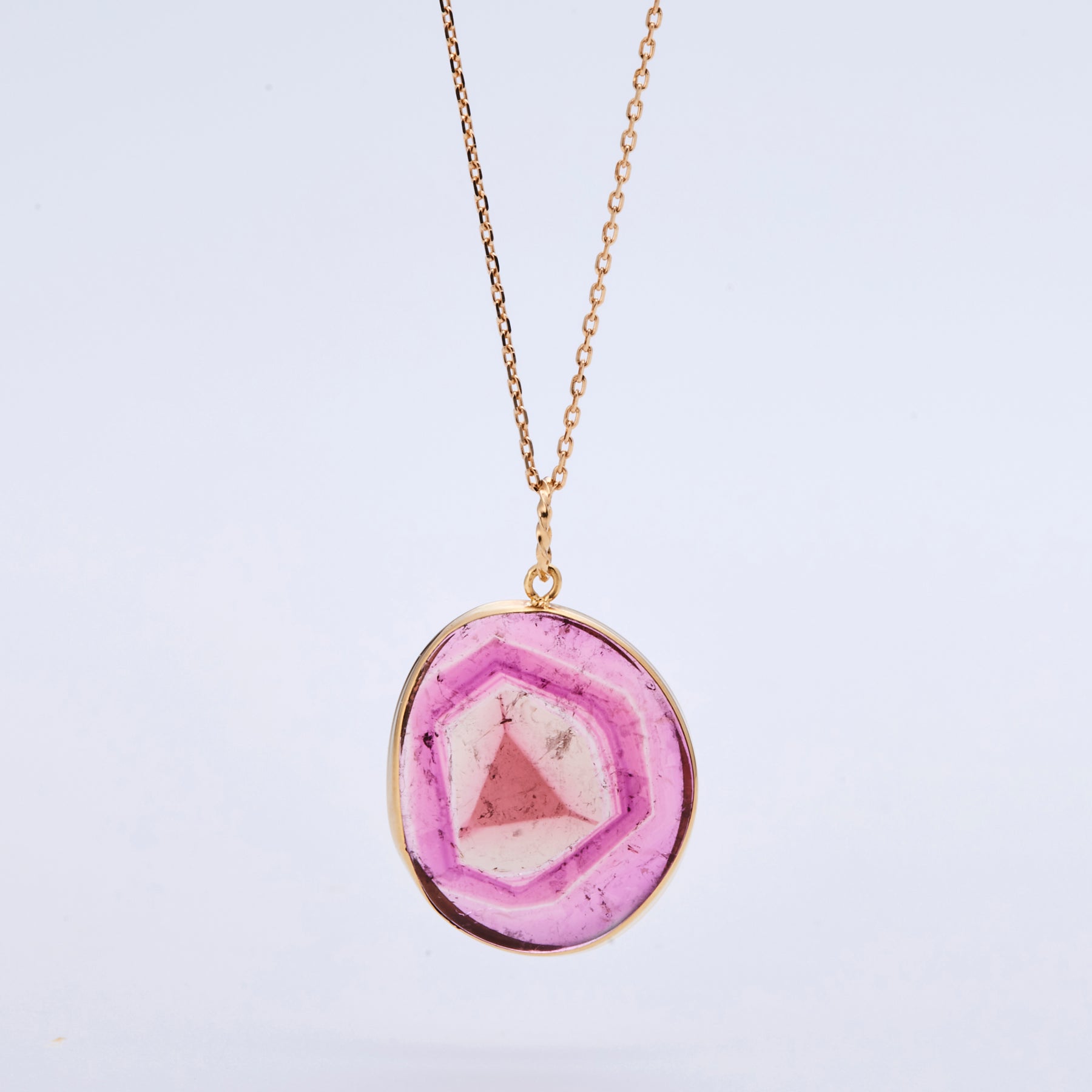 K18YG トルマリン ピンク ウォーターメロン ペンダントトップ