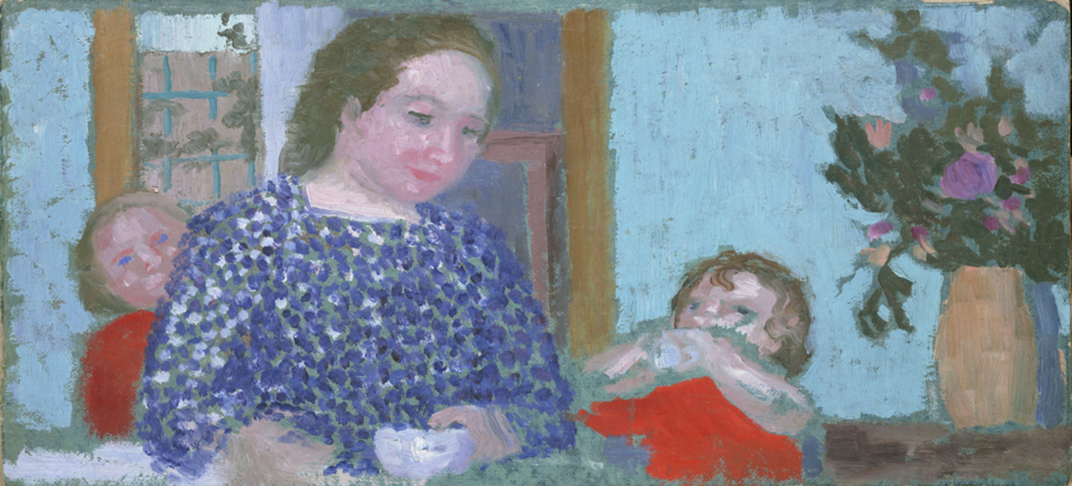 花束を飾った食卓(マルト・ドニと二人の娘ベルナデット，アンヌ=マリー