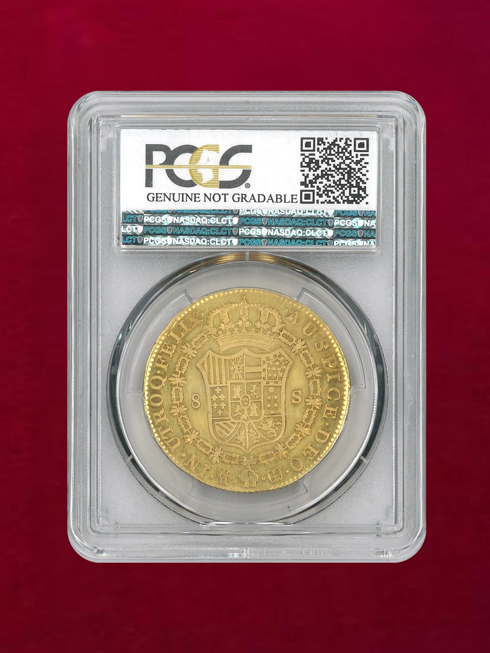 スペイン】8エスクード 金貨 1819-M GJ PCGS Genuine Mount Removed-AU