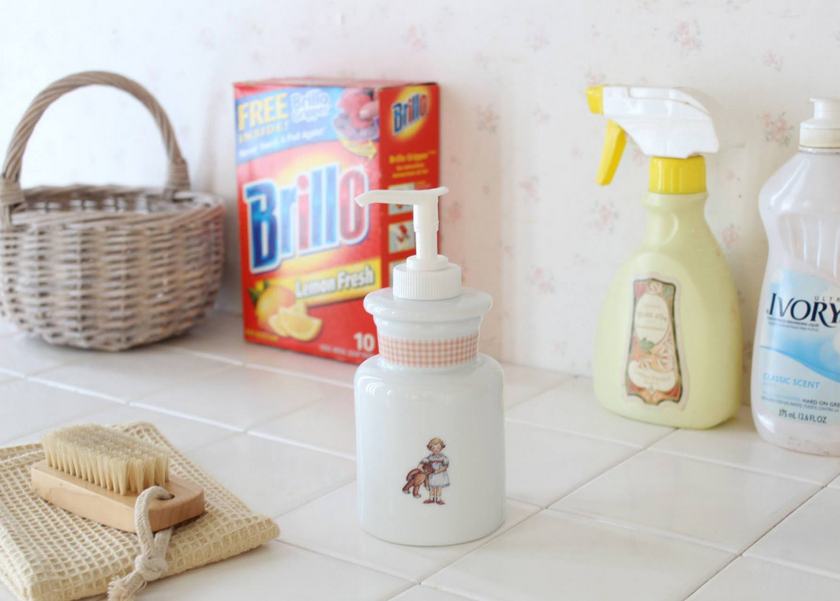 マニー カントリーチェック プチメゾン 陶器 ハンドソープボトル