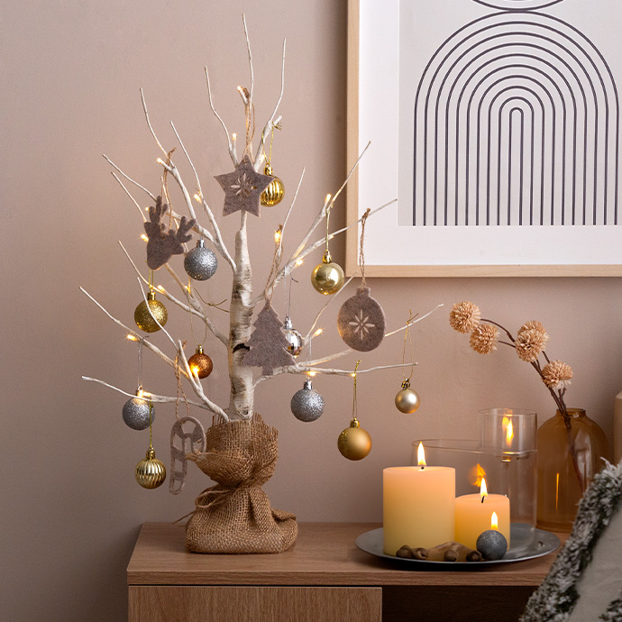 g156019]【オーナメントセット】Schnee 高さ150cm 白樺風ツリー+