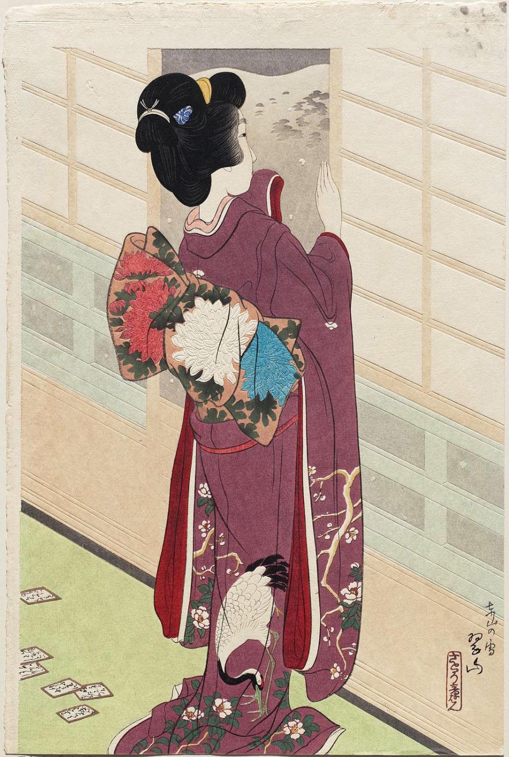 三木翠山による浮世絵「Snow on Higashiyama (Higashiyama no yuki)」