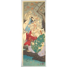 月岡芳年による浮世絵「「平惟茂戸隠山鬼女退治之図」」