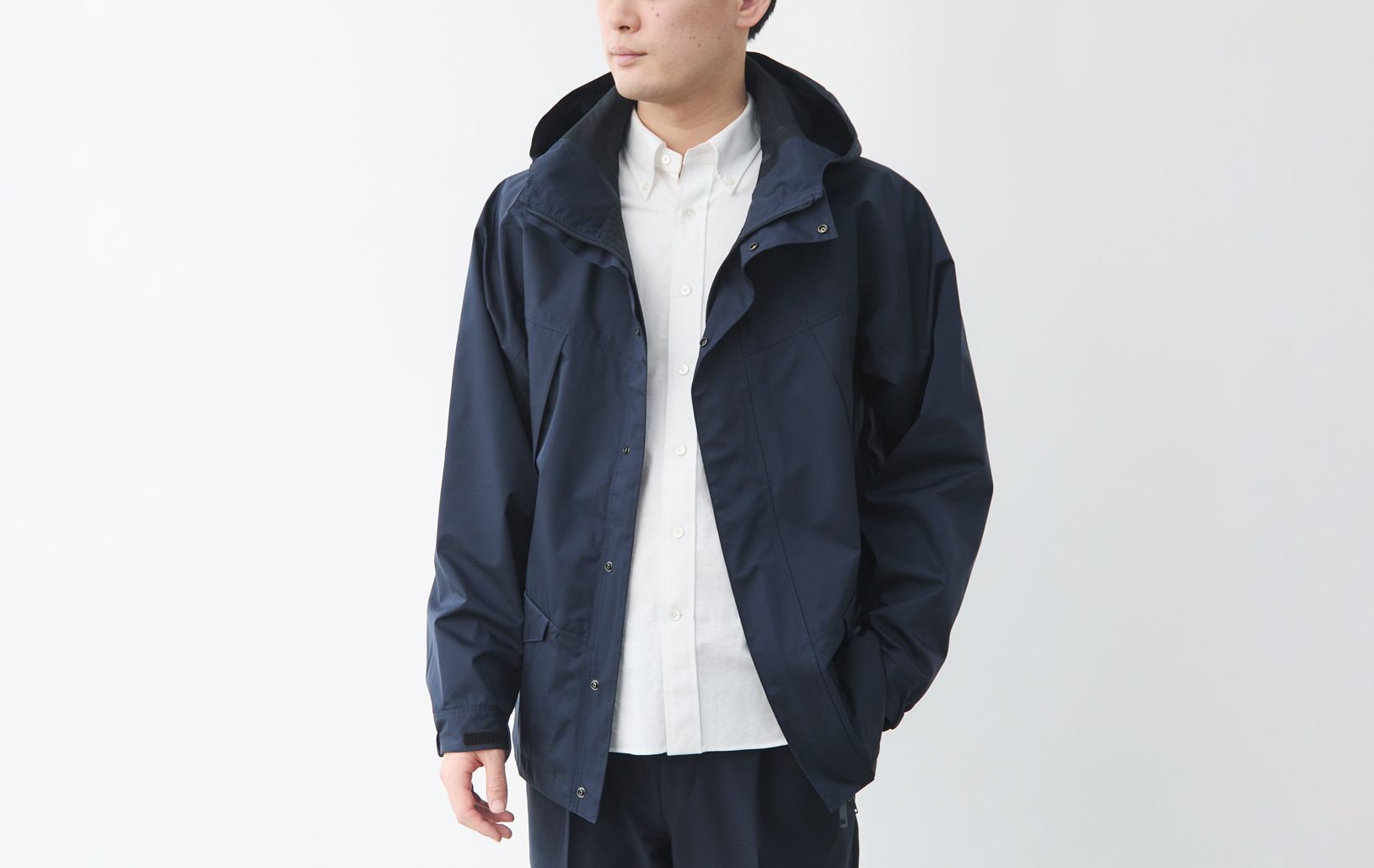 超高密度ナイロンのウォータープルーフマウンテンパーカー/ブラック