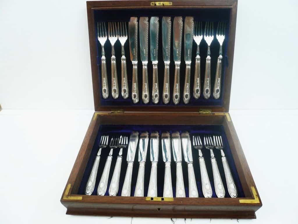 24 Piece Silver Fish Cutlery Set, Harrison Brothers & Howson