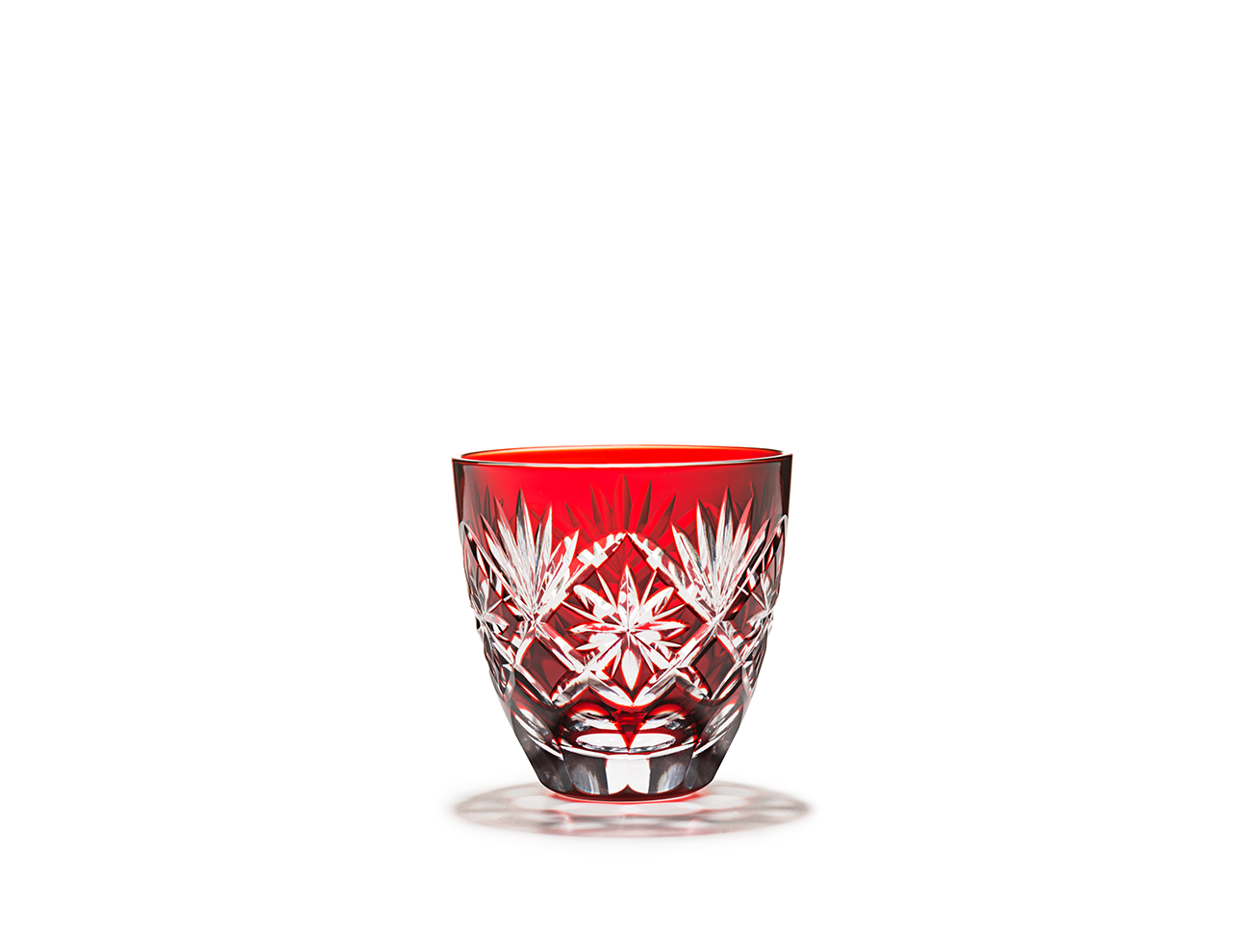 江戸切子 赤花瓶 星型 外箱付 クリスタルガラス 花器 東京都指定 伝統