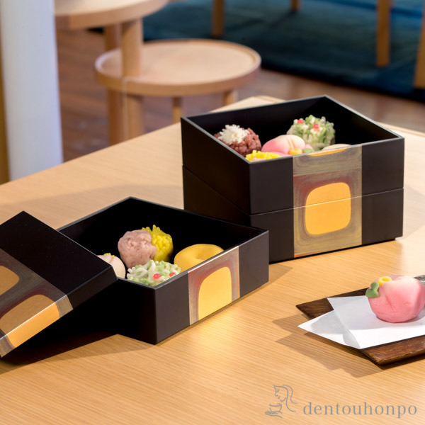 送料無料】 古代箔 三段重 黒 5号 / 箔一 お正月 新年 おせち 運動会