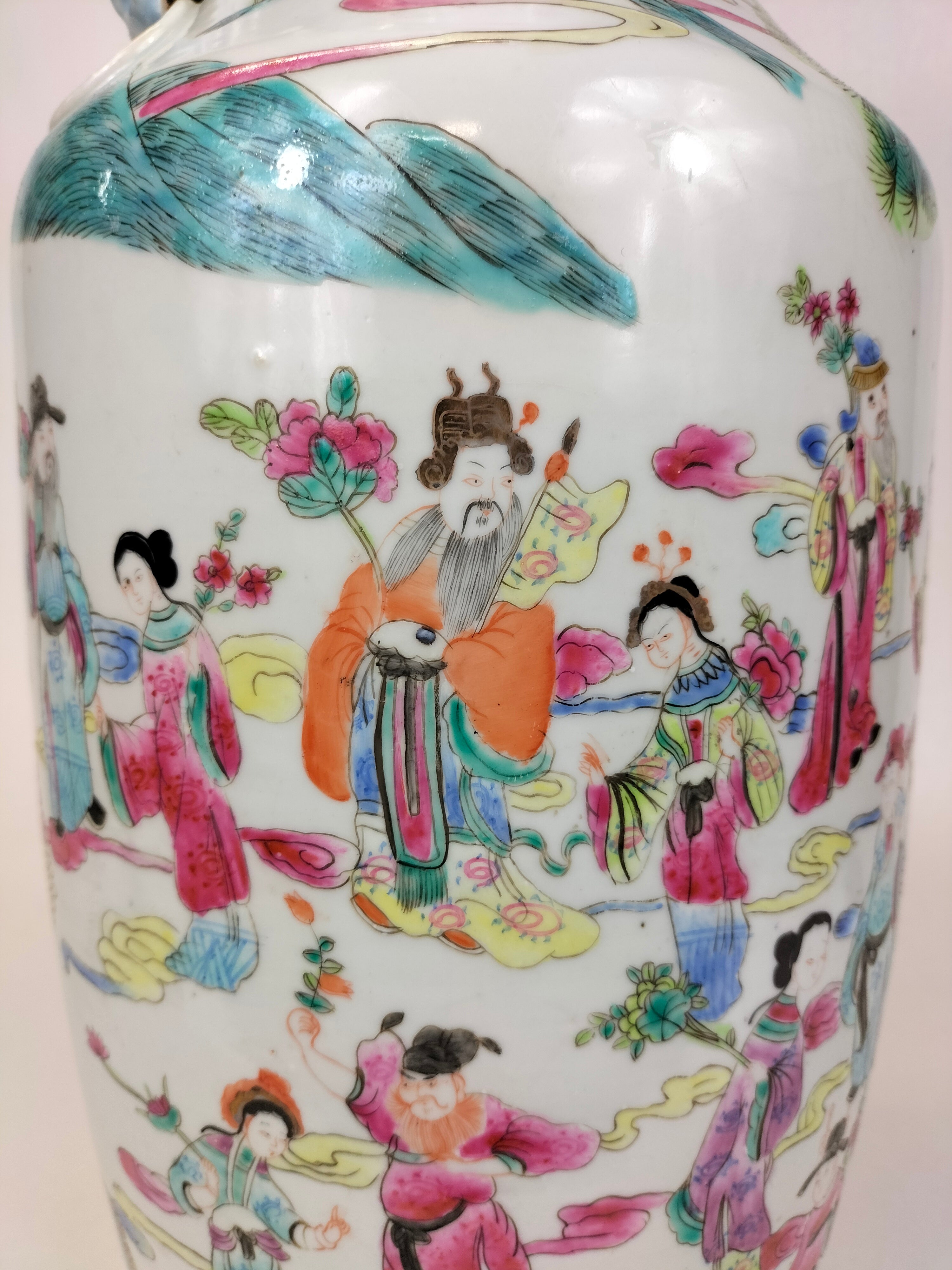 大型中国粉彩花瓶，饰有皇帝和仙人图案// 20 世纪中叶– Diddenantiques