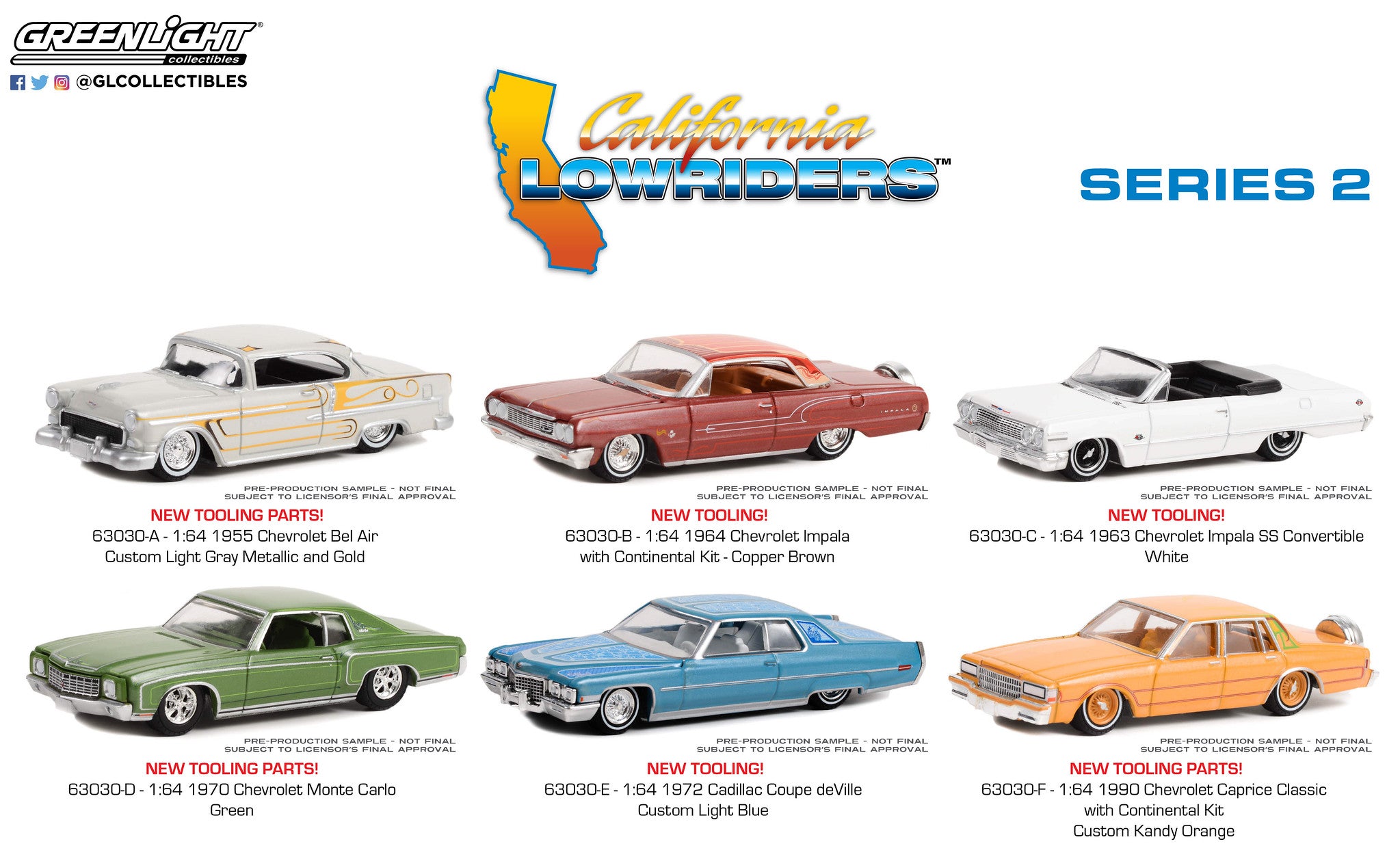 Greenlight California Lowriders Series 2 set of 6 1:64 – DIECAST