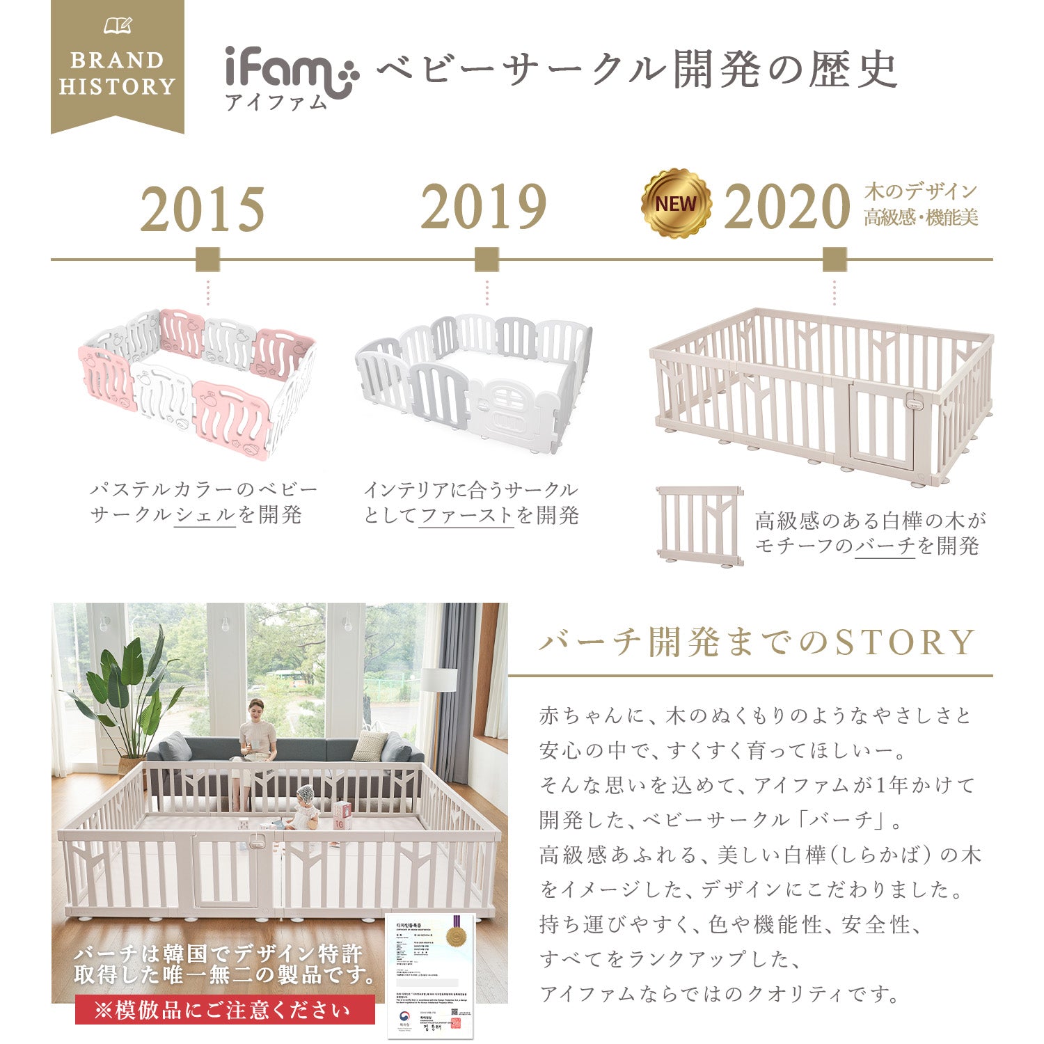 ベビーサークル バーチ ドア付き12枚セット 211.5×211.5cm | iFam