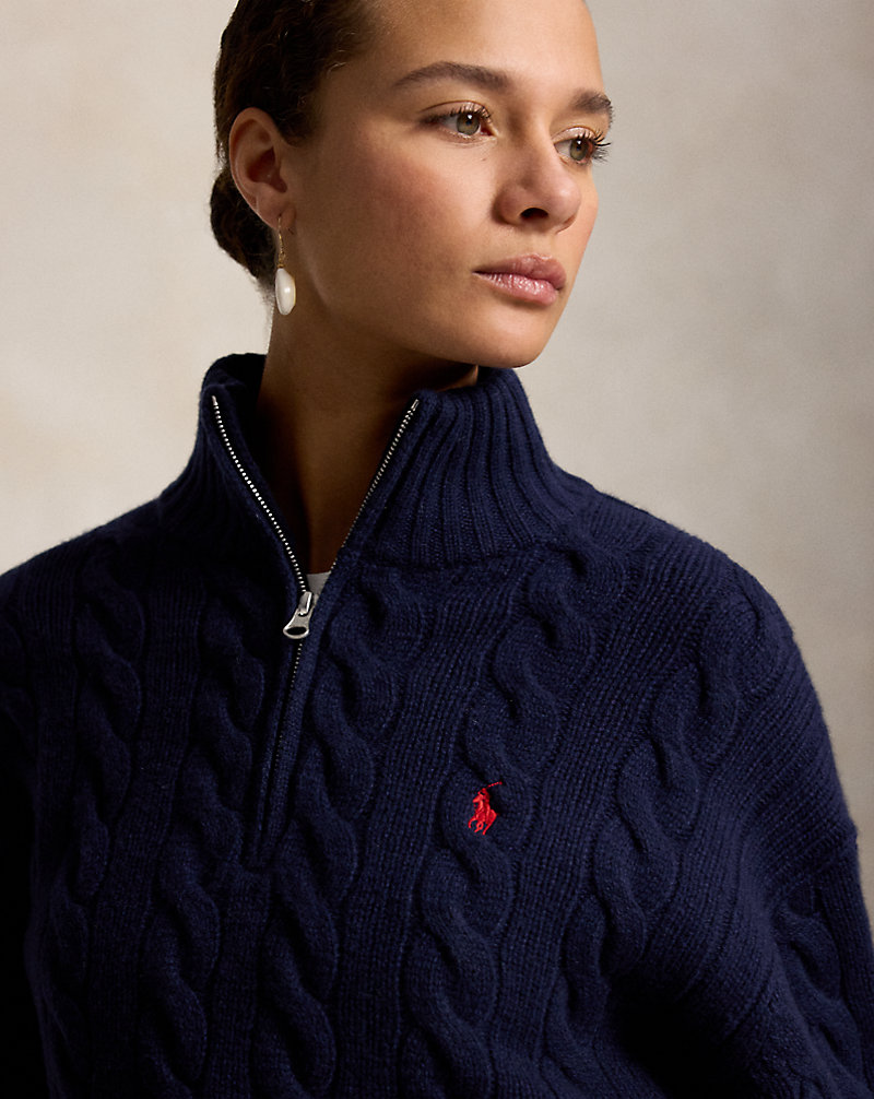ケーブル ウールカシミヤ ハーフジップ セーター | ラルフ ローレン