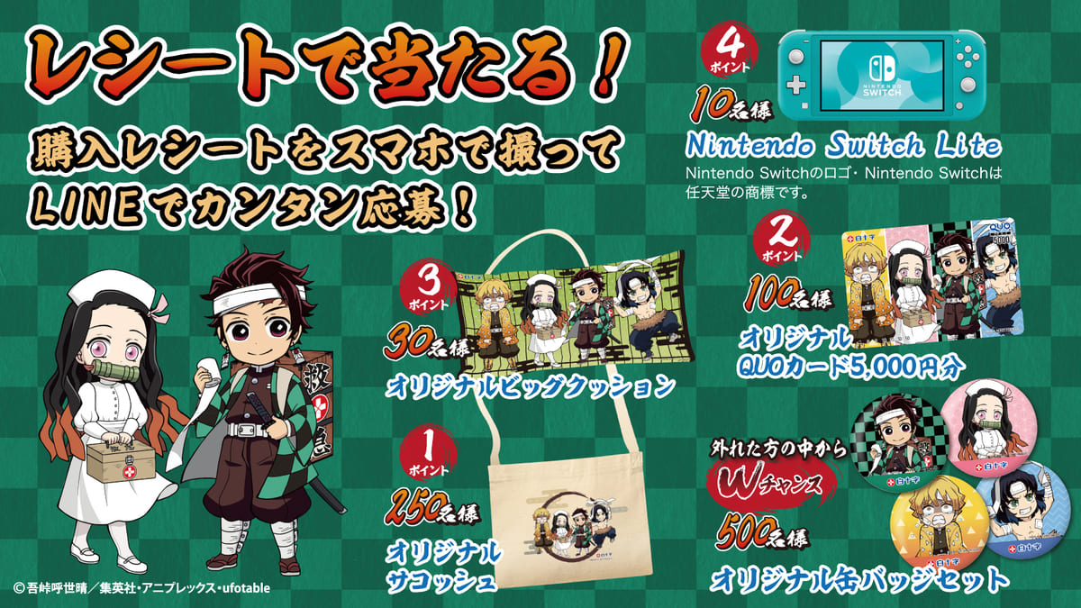 炭治郎や禰豆子グッズが当たる！TVアニメ『鬼滅の刃』×白十字「キズ