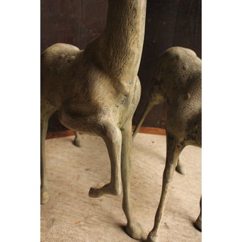 古銅鹿の置物 雄雌つがい S2780｜骨董店 のびる 古美術 骨董 和風建具