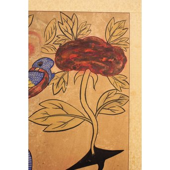 李朝朝鮮民画 文字絵 八曲半双屏風 K480｜骨董店 のびる 古美術 骨董