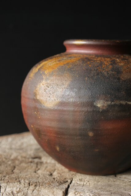 人間国宝 山本陶秀 備前壺 花瓶/花器 P342｜骨董店 のびる 古美術 骨董