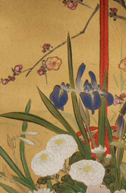 真作/喜多武清/月下/雪中稲藁図/布袋屋掛軸HB-781