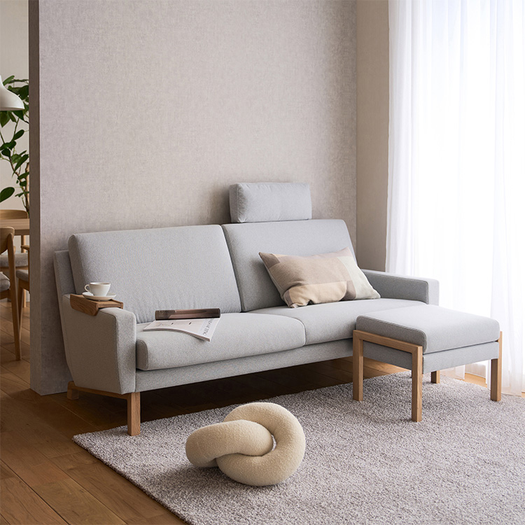 スツール UW0006 ライトグレー ピュアオーク