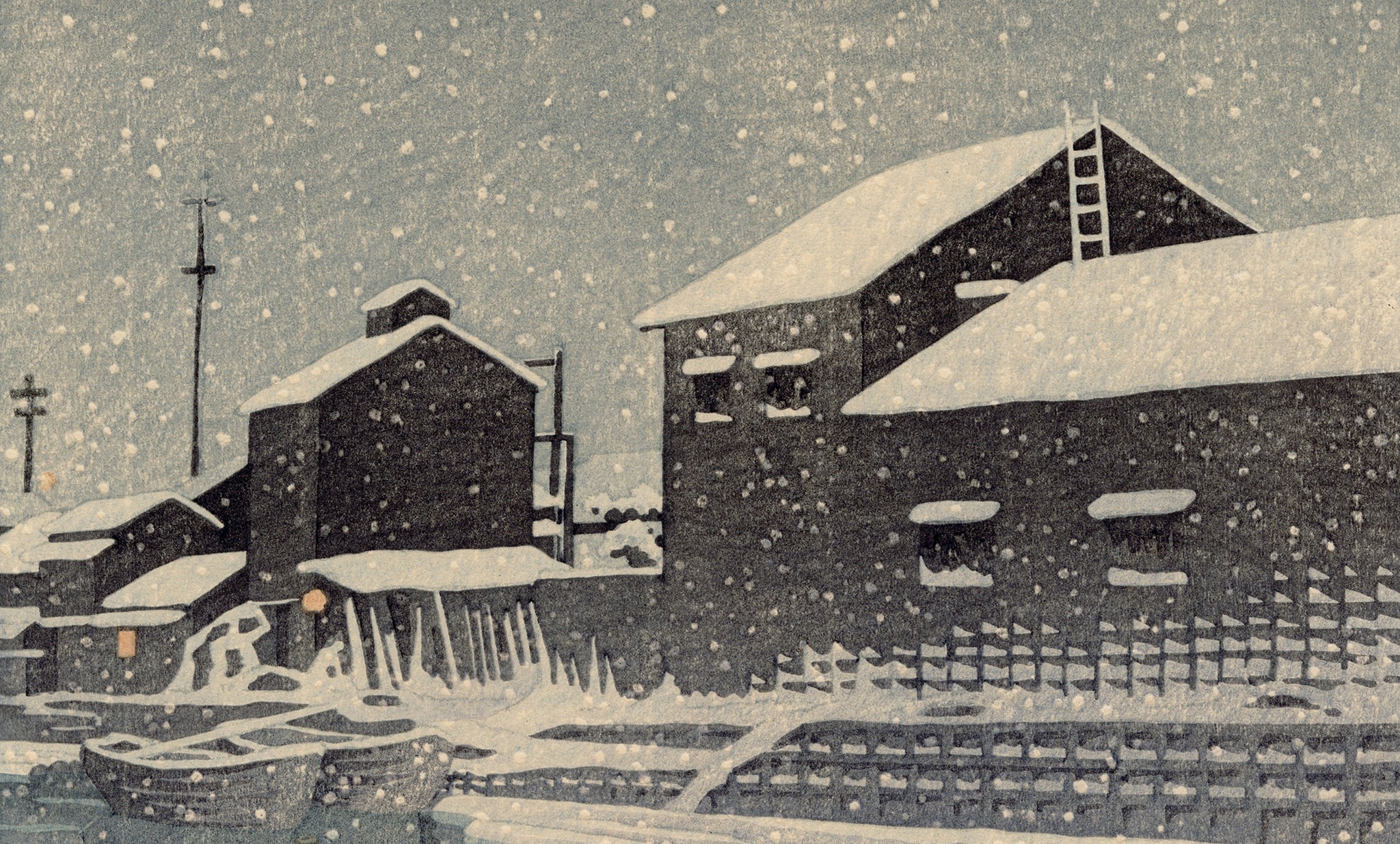 蓮水巴水：「木場の雪」（販売済み） – Egenolf Gallery Japanese Prints