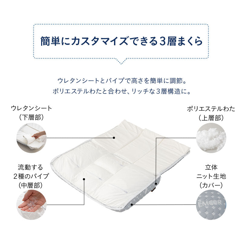 セルフオーダーピロー 枕 まくら 40×60cm カスタマイズ 高さ調節