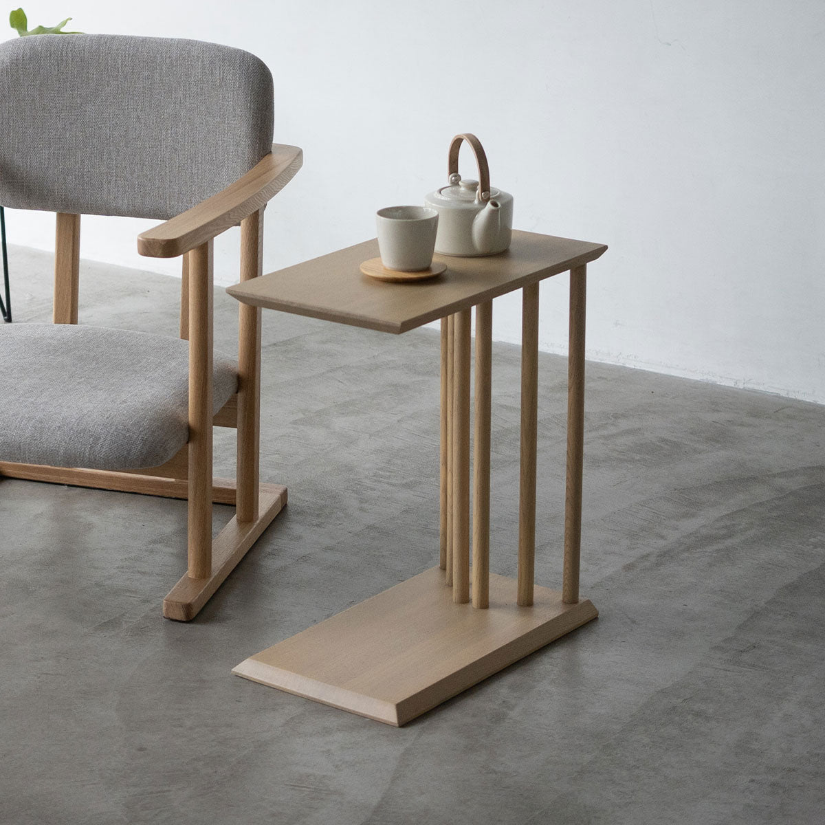 脇机 サイドテーブル ナイトテーブル ミニテーブル 完成品 木製 コの字