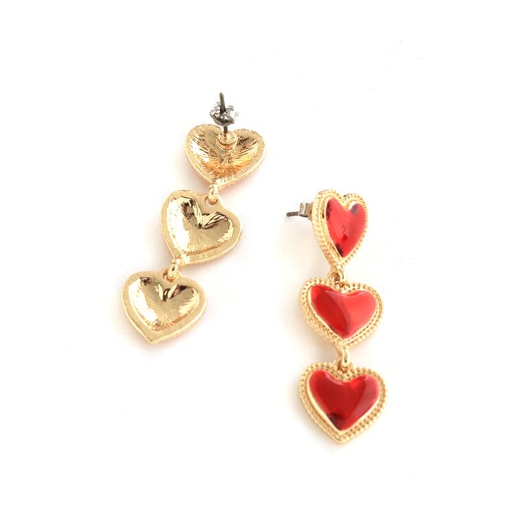 P-1162) 3連ハートチタンピアス | ビーズ・パーツなどのハンドメイド