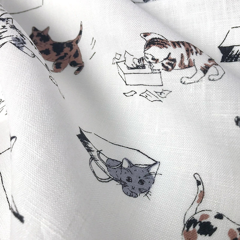 日本製 犬柄 猫柄 ウィキッドシリーズ リネンハンカチ Linen la vie