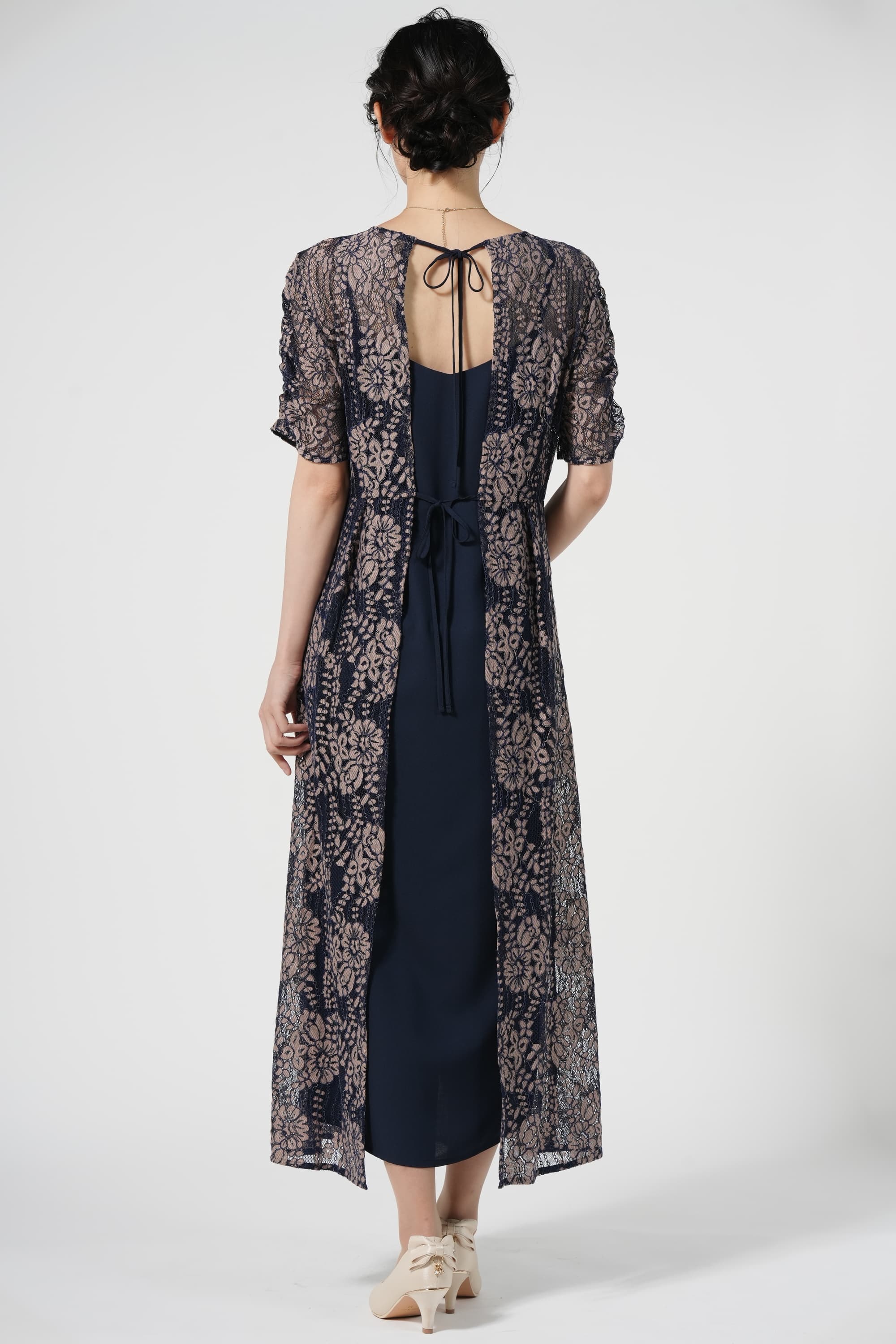 URBAN RESEARCH ROSSO エプロンレースネイビードレス (S〜M) を