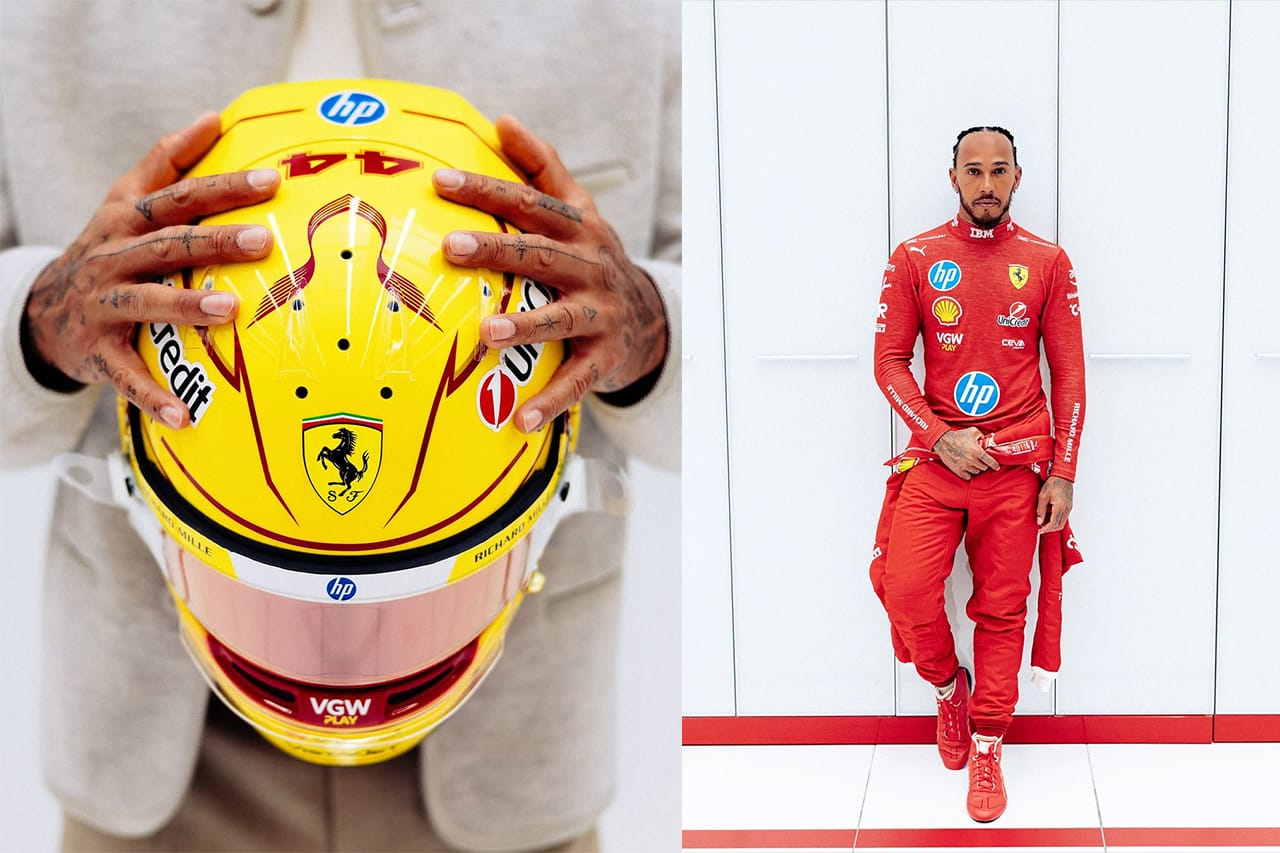 ルイス・ハミルトン フェラーリF1初走行に向けてイエローのヘルメット