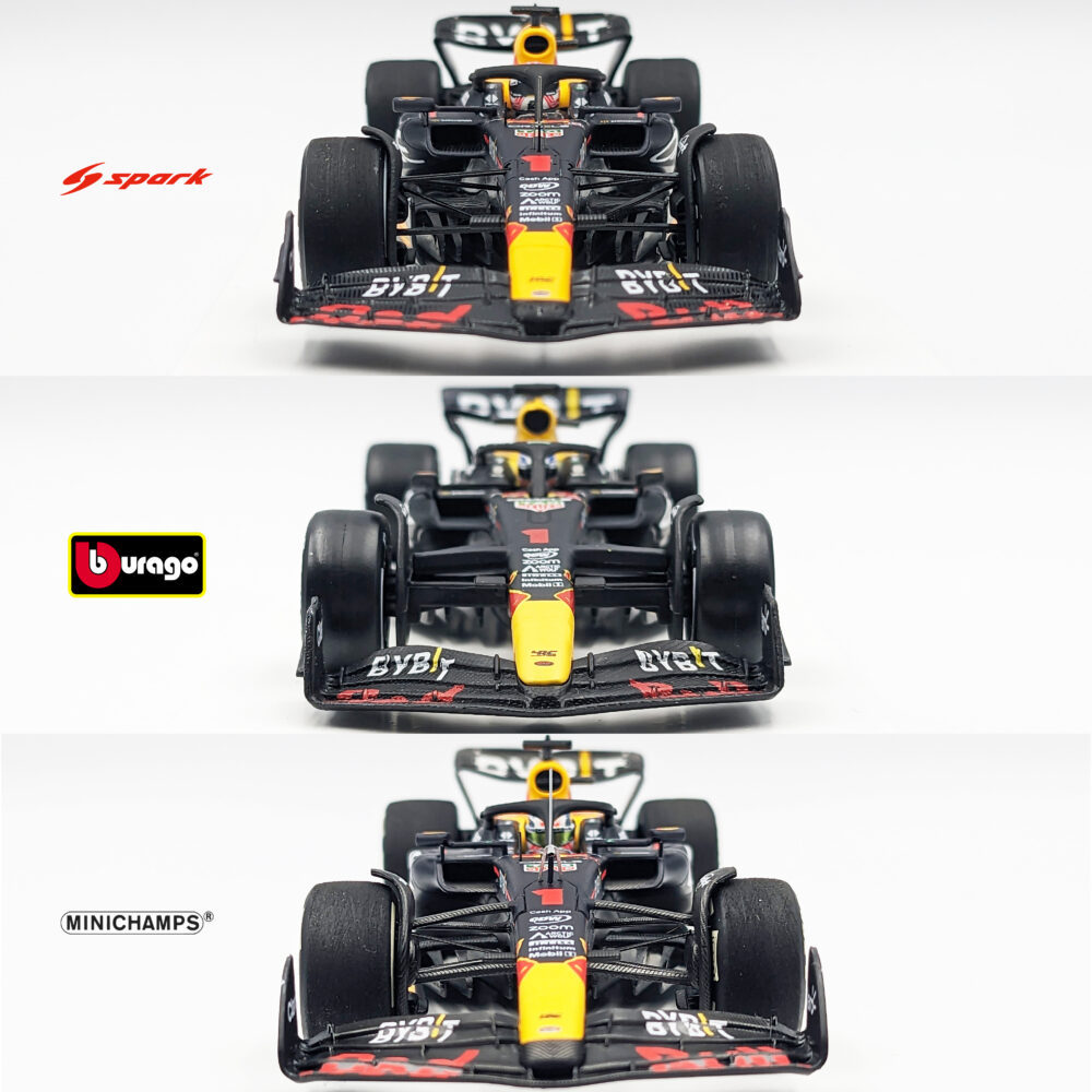 ミニカー格付けチェック レッドブルRB19 ミニチャンプスvsスパークvs