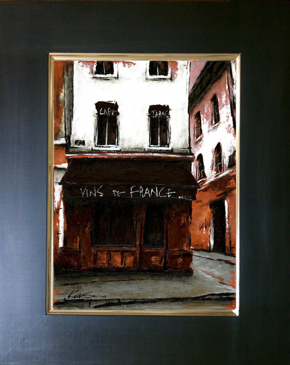 風景画 パリ 街並み「街角のカフェ」 by Katsu/中野克彦 - 絵画販売