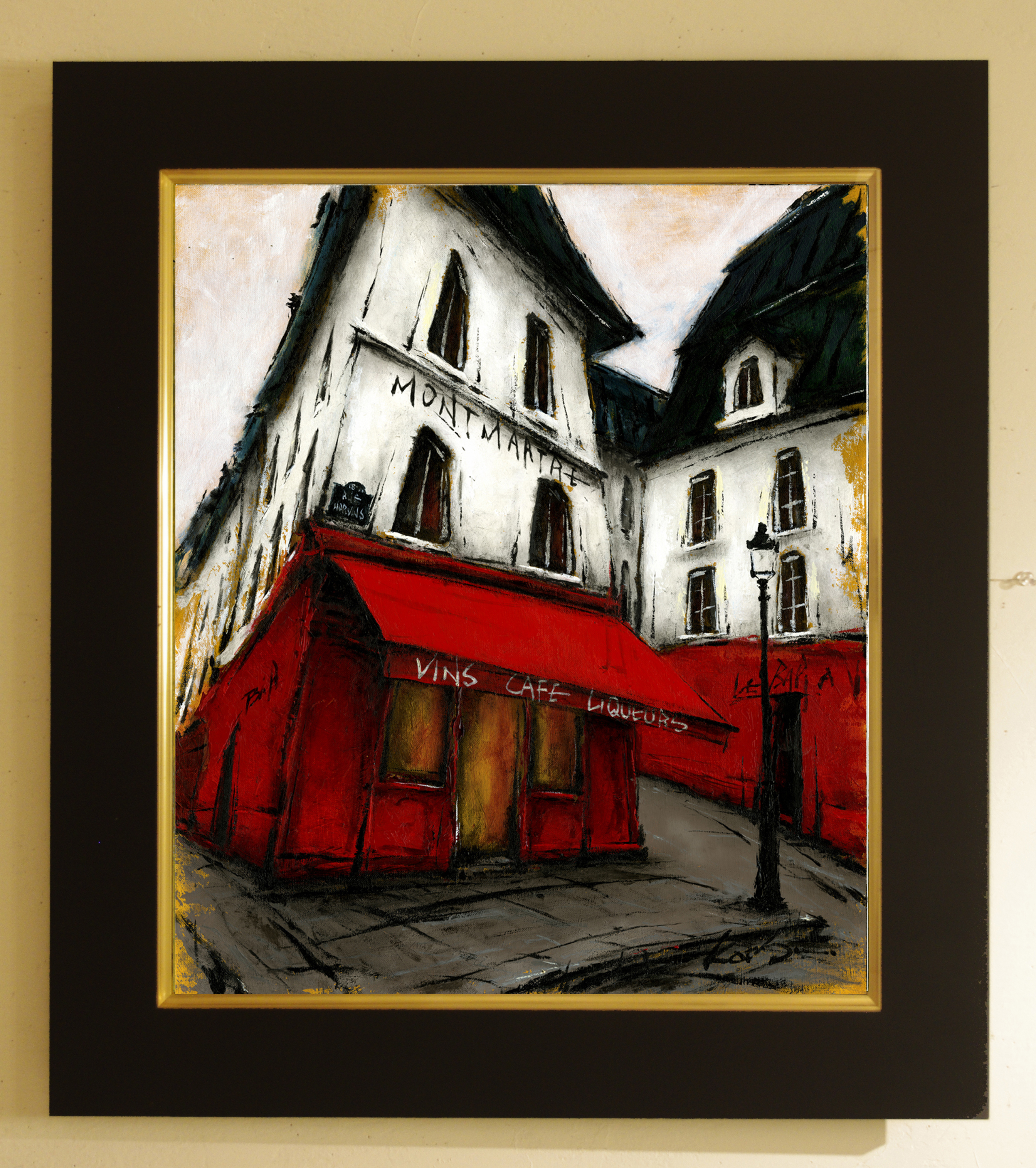 風景画 パリ 街並み「モンマルトルの赤いカフェ」 by Katsu/中野克彦