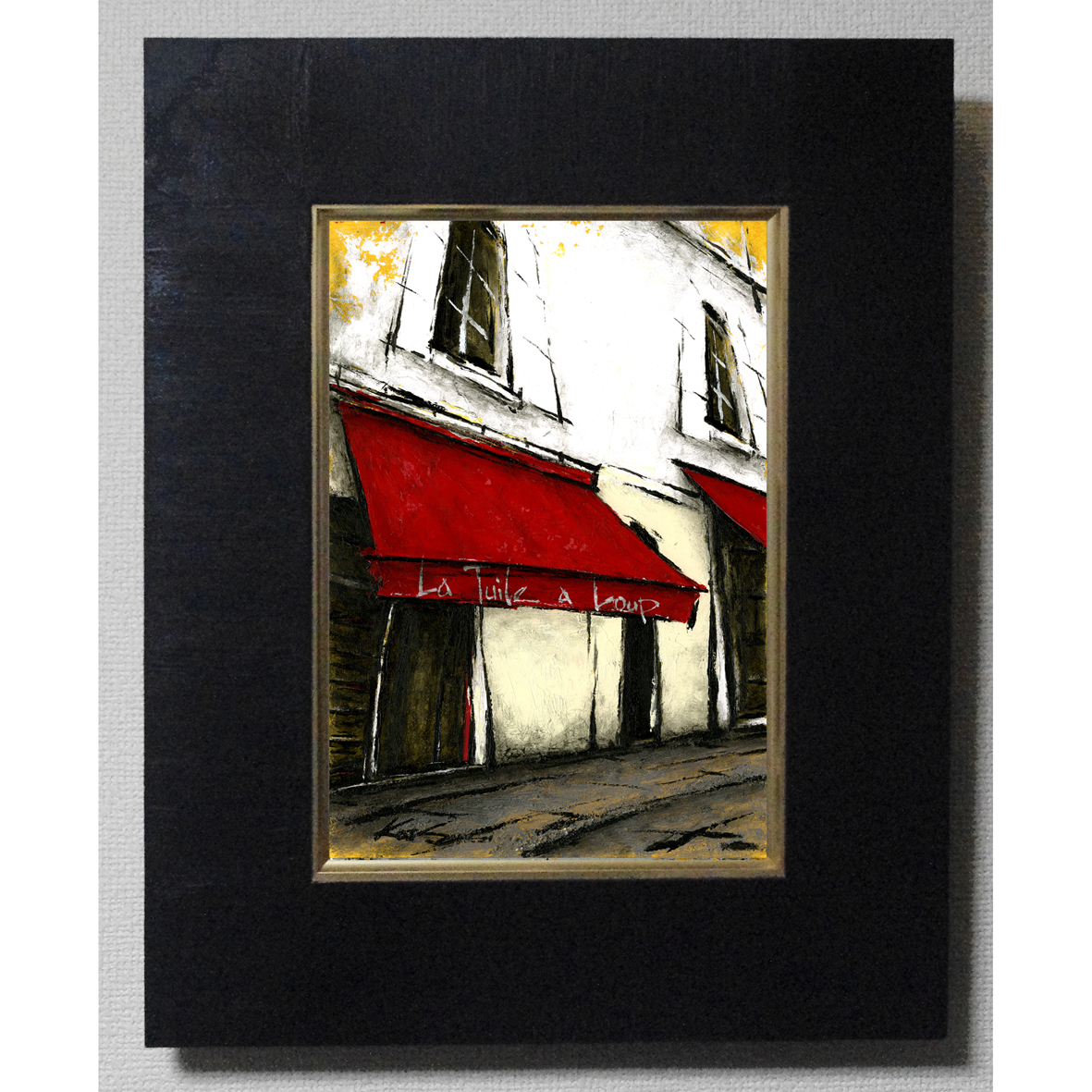 風景画 パリ 街並み「赤いひさしのレストラン」 by Katsu/中野克彦