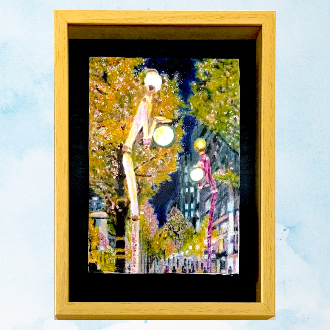 風景画「山に咲く赤椿」油彩画 SM/額付き by 福家佳則 / Fukei-ART