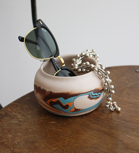 VINTAGE】Nemadji Pottery Flower Base ”Made In USA” ネイティブ