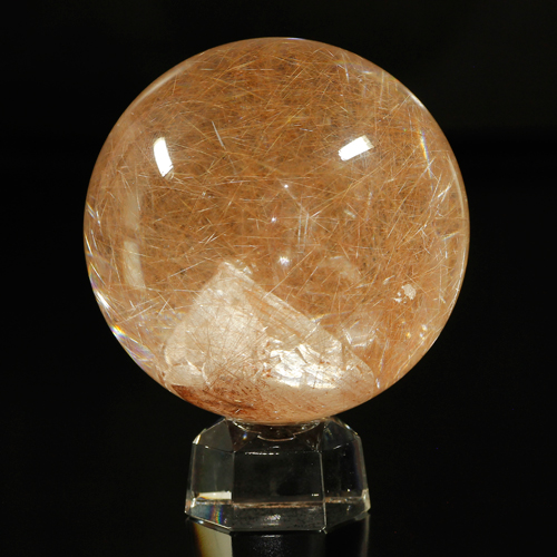リピート入手困難!!59mm玉オレンジレッドルチルクォーツ(貫入水晶)丸玉