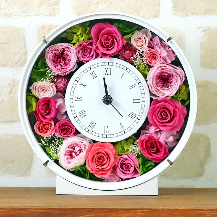 花時計ラウンド型 - プリザーブドフラワー専門店 全国へ即日発送可能