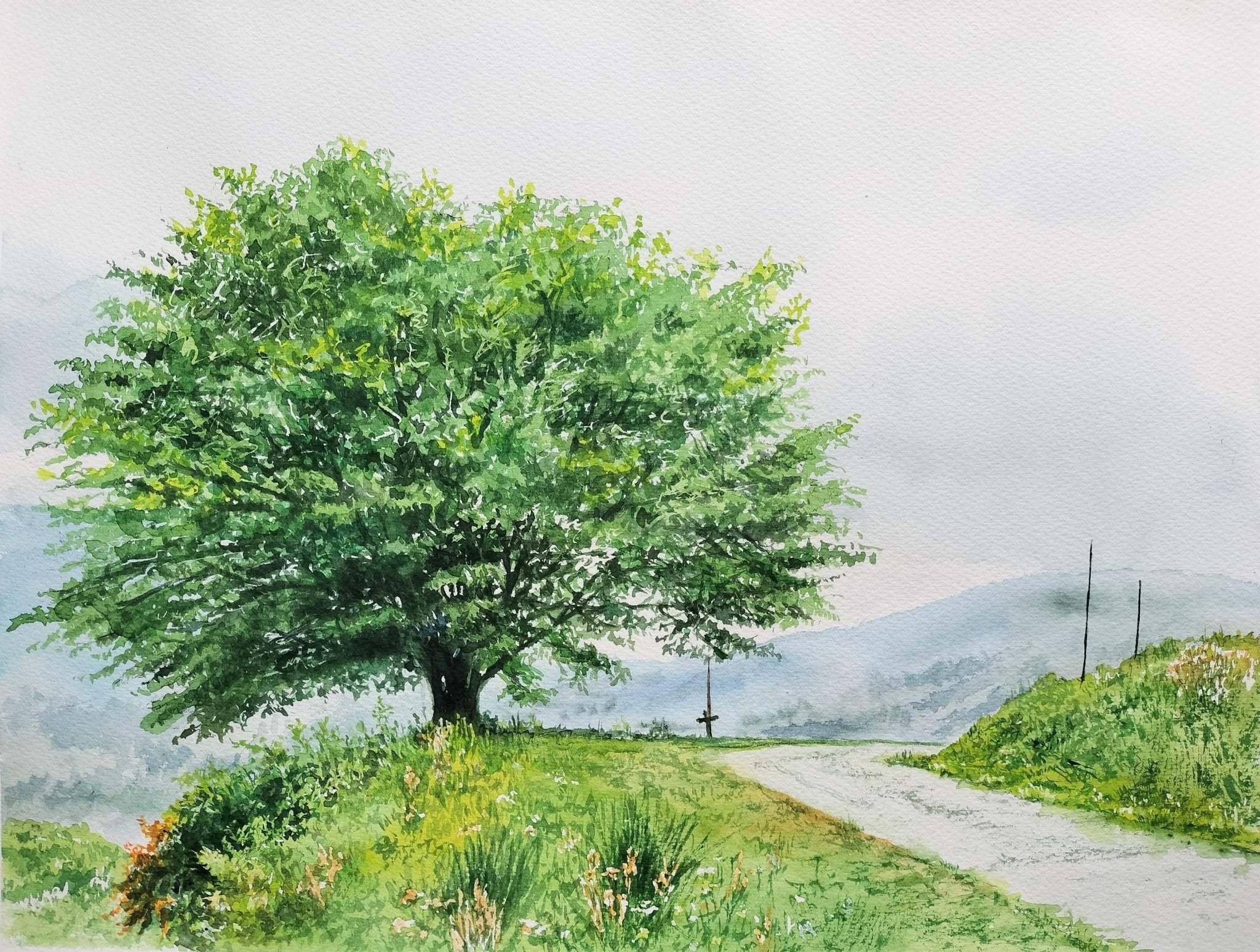 絵画の通販、購入ならFROM ARTIST/作品名：青葉の一本桜/作家名：山崎 香住