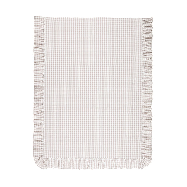 フリルチェック 掛け布団カバー セミダブル ホワイト×ベージュ