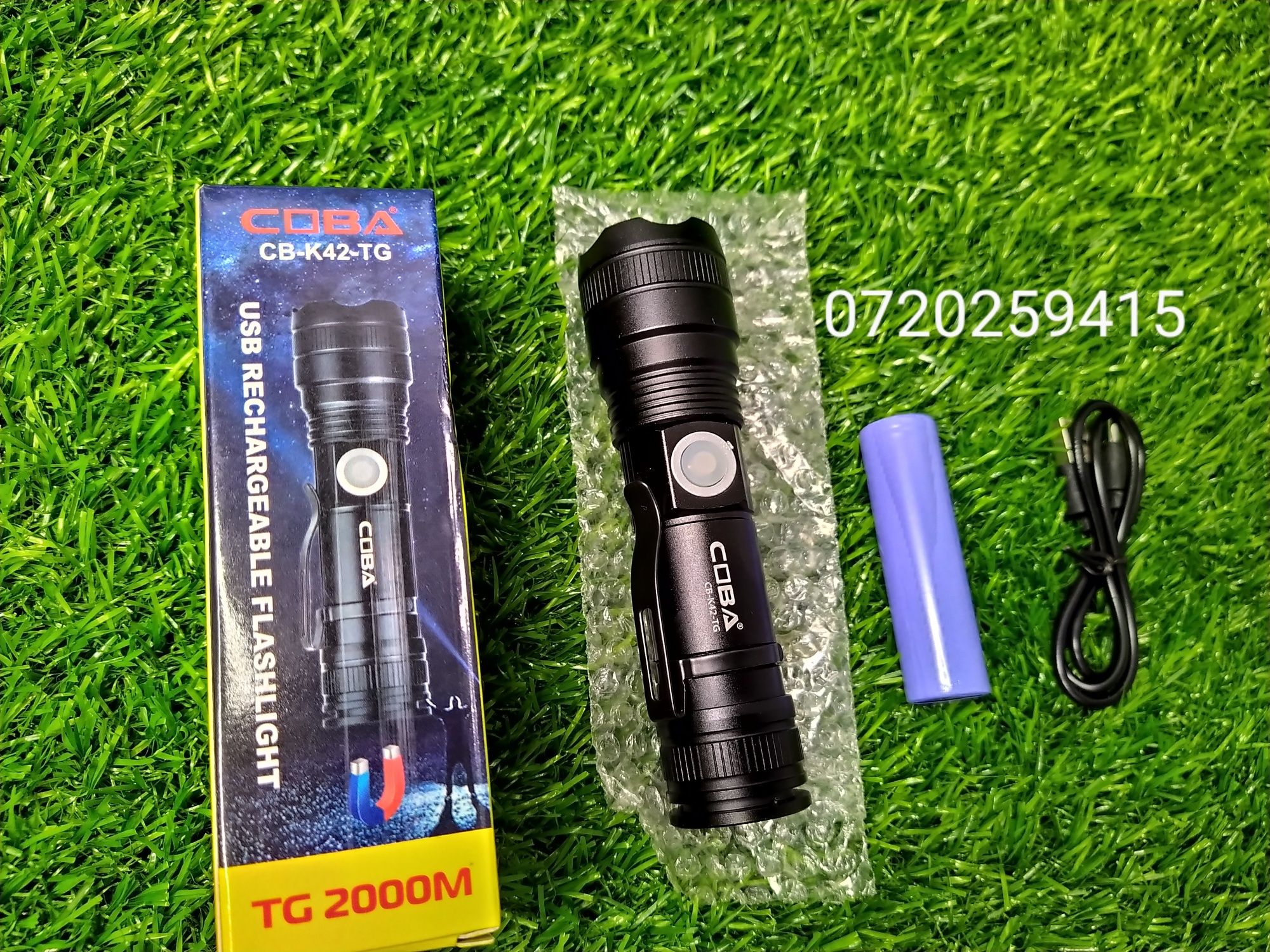 Lanterna cu LED Laser, zoom telescopic, magnet, reincarcabila, 30W